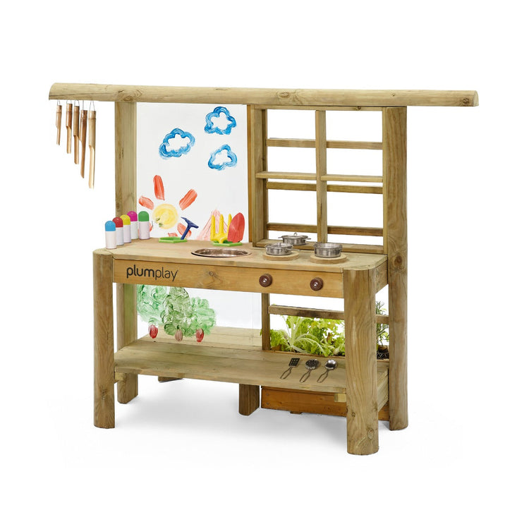 Plum Discovery Mud Pie Kitchen – Outdoor Wooden Sensory Play Kitchen