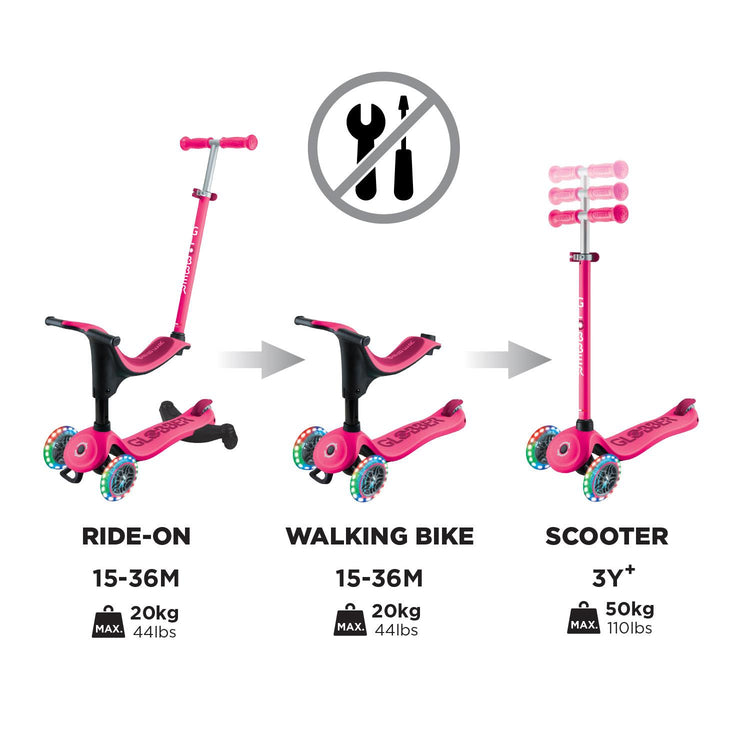 Globber Go Up Sporty Lights 360 Scooter and Ride On