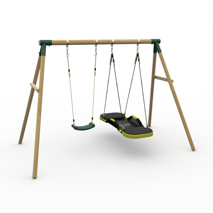 Plum® Marmoset™ Wooden Swing Set - Single Swing & Glide Nest Swing