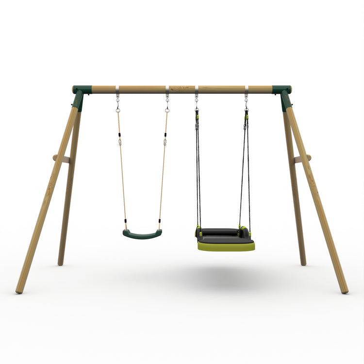 Plum® Marmoset™ Wooden Swing Set - Single Swing & Glide Nest Swing