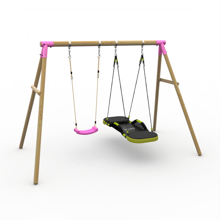 Plum® Marmoset™ Wooden Swing Set - Single Swing & Glide Nest Swing