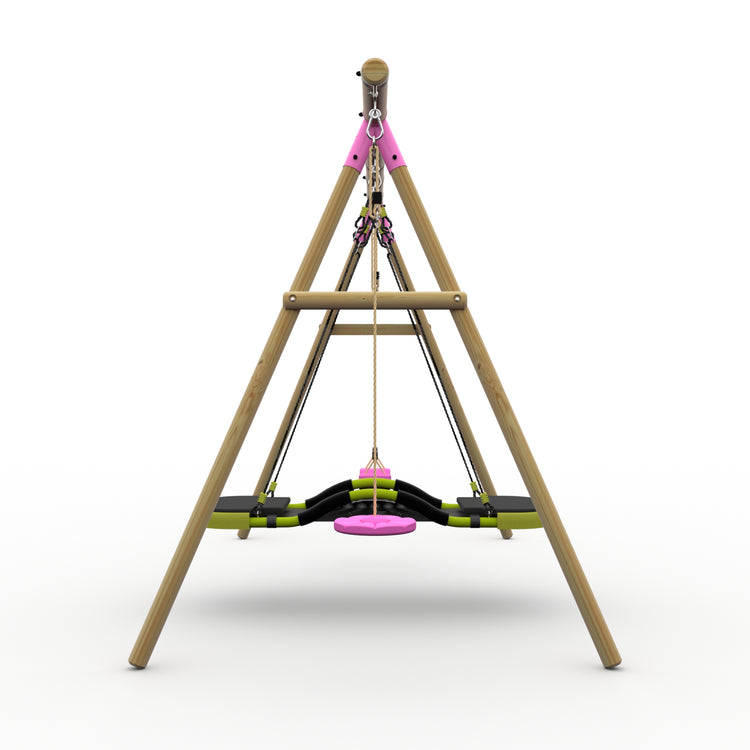 Plum® Loris™ Wooden Swing Set - Single Swing, Glide Nest Swing & Disc Seat