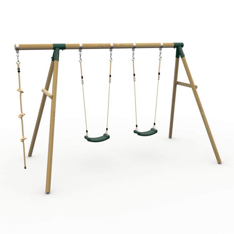 Plum® Loris™ Wooden Swing Set - Double Swing & Knotted Rope