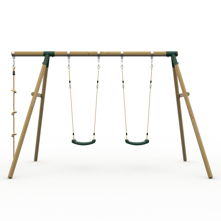 Plum® Loris™ Wooden Swing Set - Double Swing & Knotted Rope