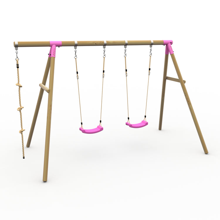 Plum® Loris™ Wooden Swing Set - Double Swing & Knotted Rope