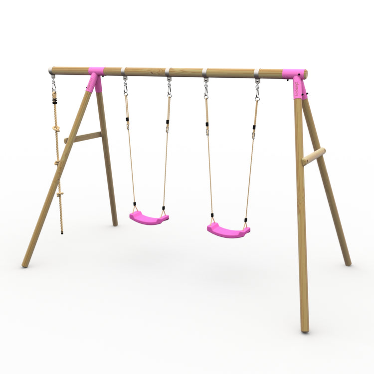 Plum® Loris™ Wooden Swing Set - Double Swing & Knotted Rope