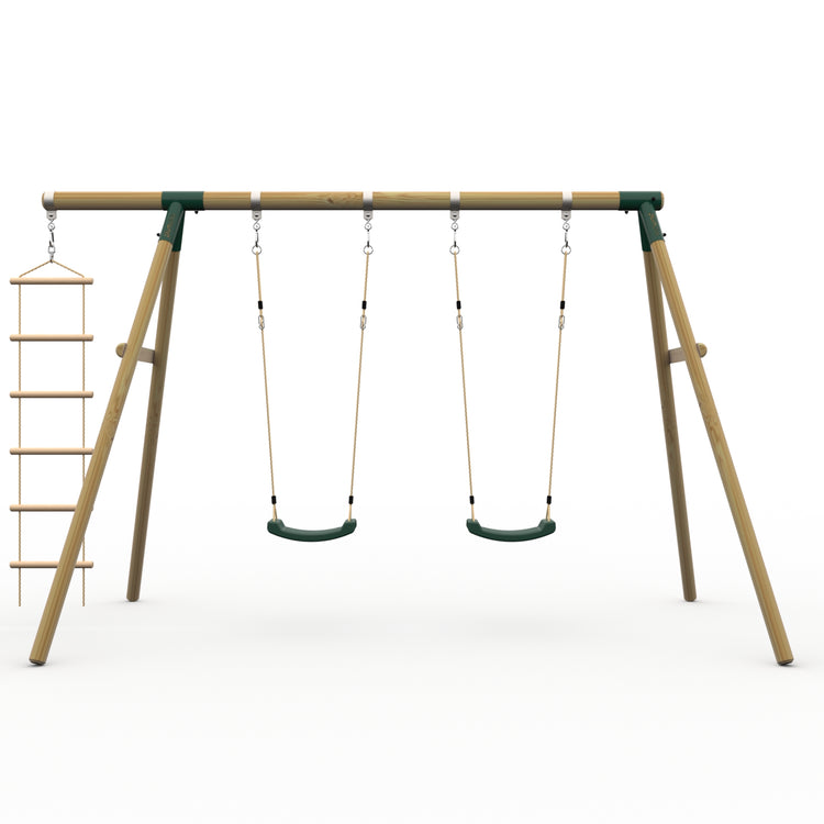Plum® Loris™ Wooden Swing Set - Double Swing & Ladder