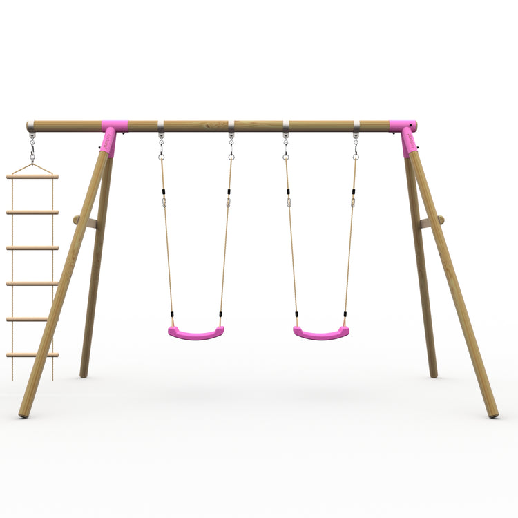 Plum® Loris™ Wooden Swing Set - Double Swing & Ladder