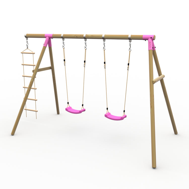 Plum® Loris™ Wooden Swing Set - Double Swing & Ladder