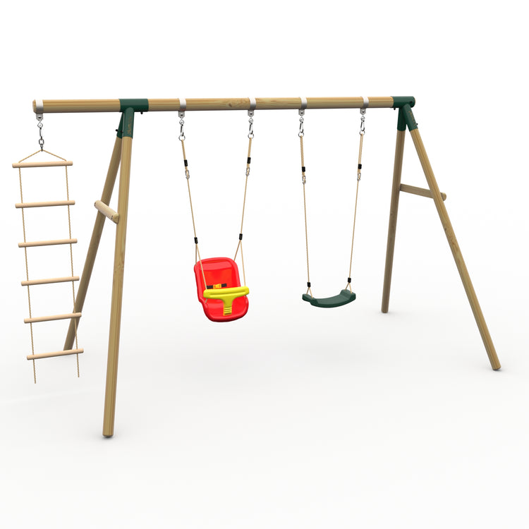 Plum® Loris™ Wooden Swing Set - Single Swing, Baby Seat & Ladder