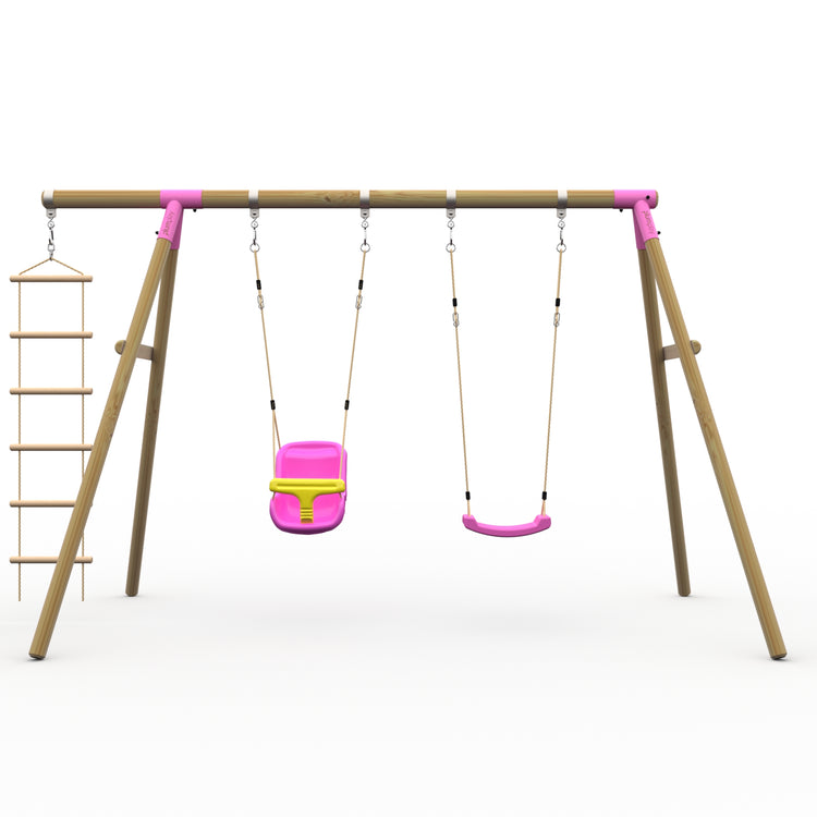Plum® Loris™ Wooden Swing Set - Single Swing, Baby Seat & Ladder
