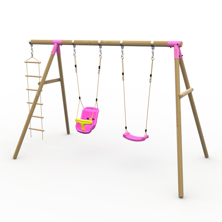 Plum® Loris™ Wooden Swing Set - Single Swing, Baby Seat & Ladder
