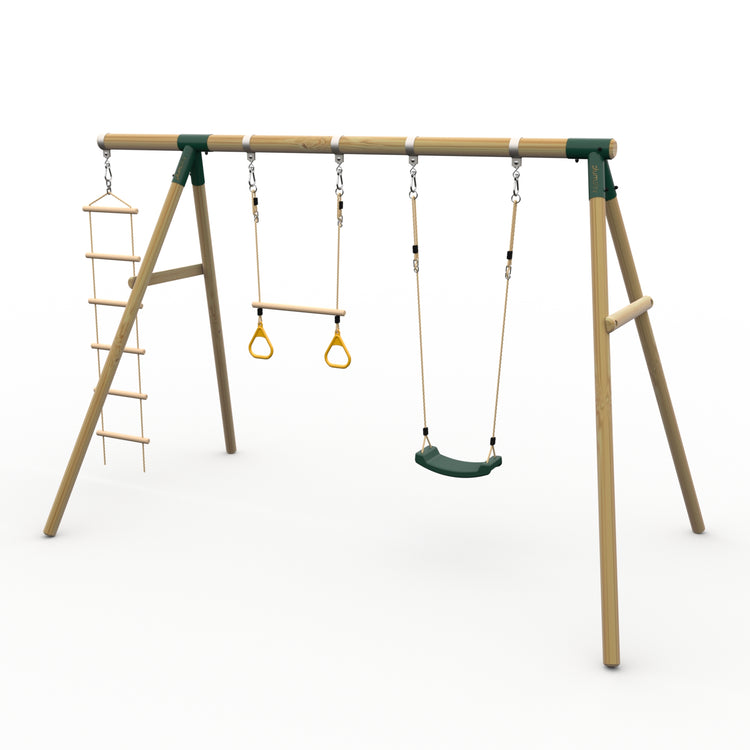Plum® Loris™ Wooden Swing Set - Single Swing, Trapeze & Ladder