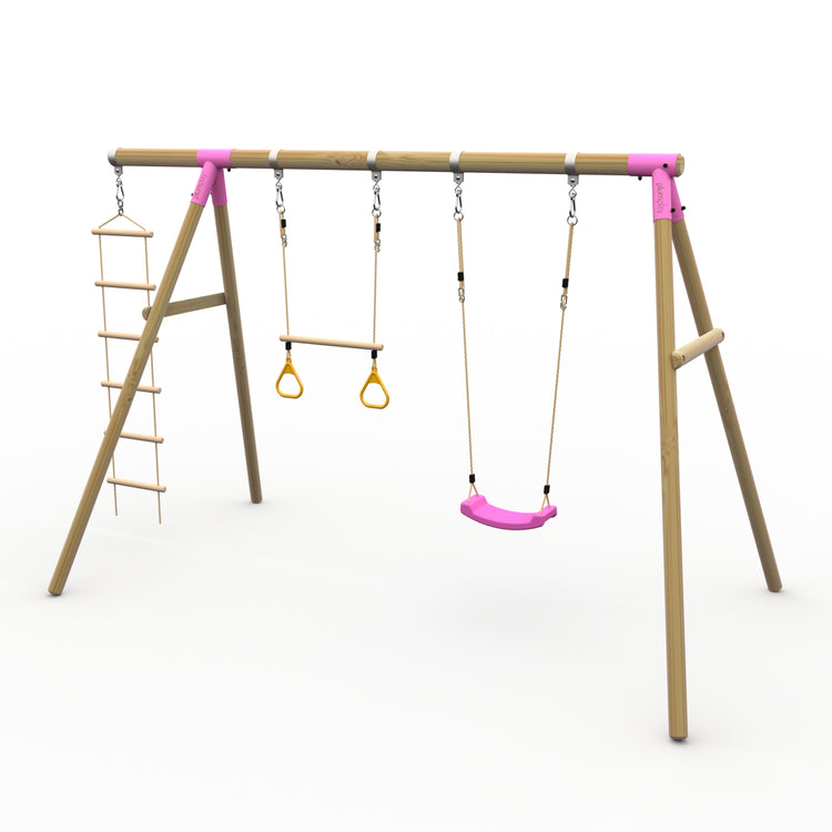Plum® Loris™ Wooden Swing Set - Single Swing, Trapeze & Ladder