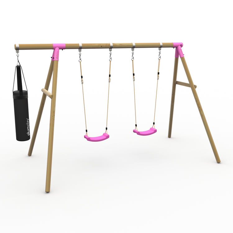 Plum® Loris™ Wooden Swing Set - Double Swing & Punch Bag