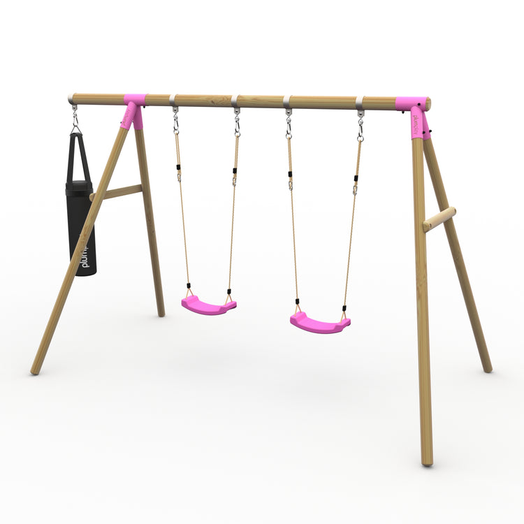 Plum® Loris™ Wooden Swing Set - Double Swing & Punch Bag