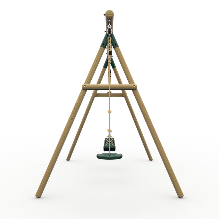 Plum® Gibbon™ Wooden Swing Set - Double Swing, Disc Seat & Rope