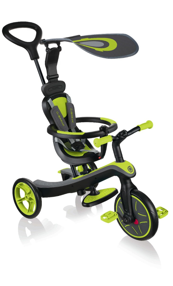 Globber Explorer Trike 4-in-1 - Lime Green | Toddler Trike & Balance Bike for Kids 10m-5y