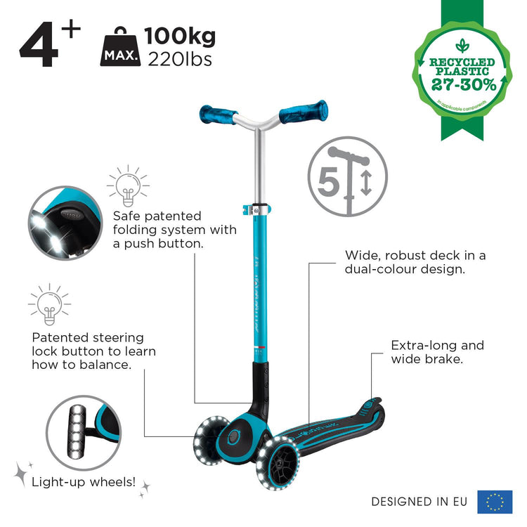 Globber Ace Lights 3 Wheel Scooter