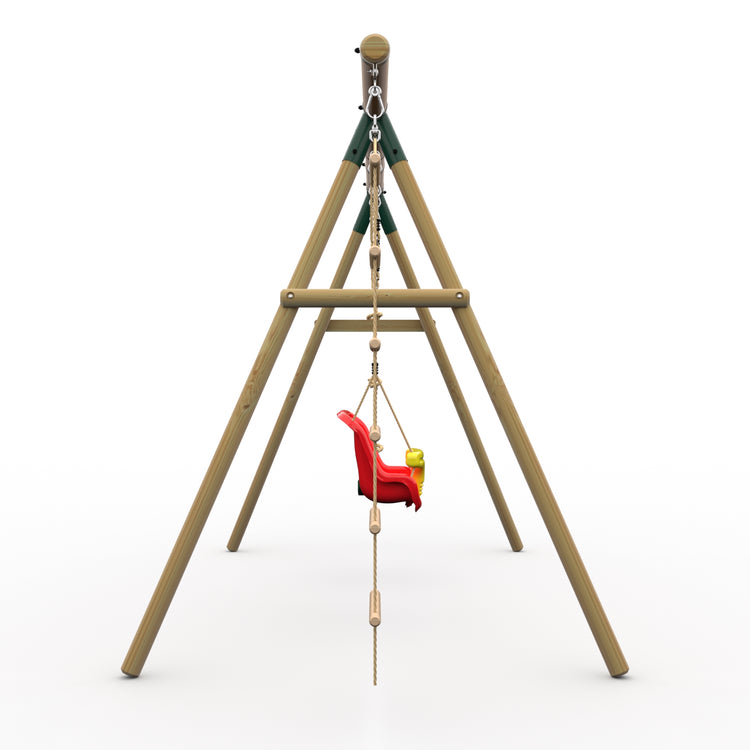 Plum® Gibbon™ Wooden Swing Set - Single Swing, Baby Seat, Rope & Ladder