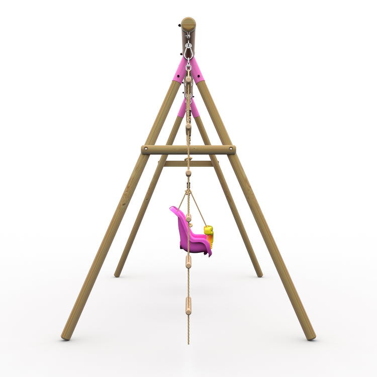 Plum® Gibbon™ Wooden Swing Set - Single Swing, Baby Seat, Rope & Ladder