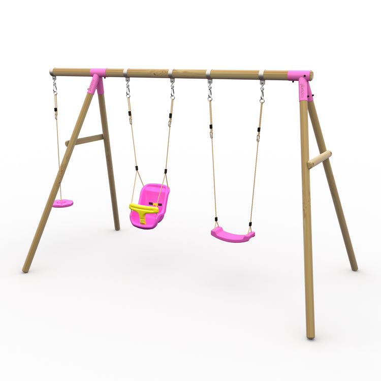 Plum® Loris™ Wooden Swing Set - Single Swing, Baby Seat & Disc Seat