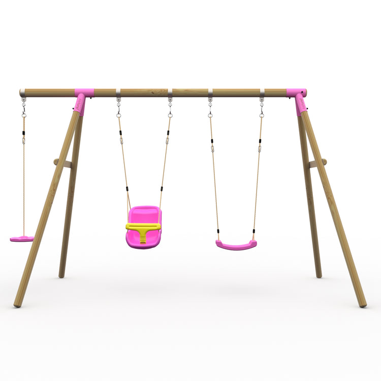 Plum® Loris™ Wooden Swing Set - Single Swing, Baby Seat & Disc Seat