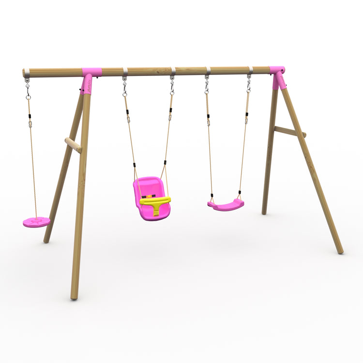 Plum® Loris™ Wooden Swing Set - Single Swing, Baby Seat & Disc Seat