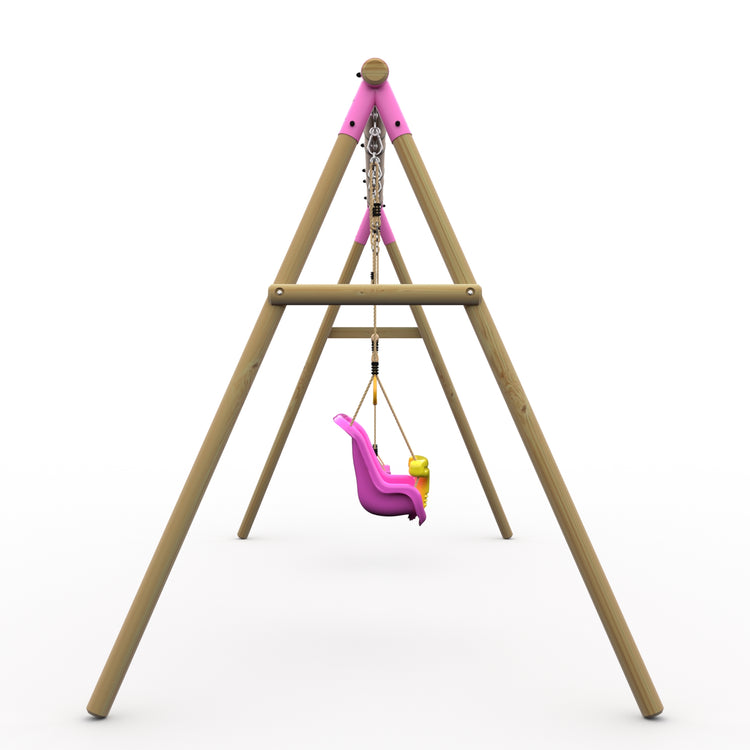 Plum® Mangabey Wooden Swing Set - Single Swing, Baby Seat & Trapeze