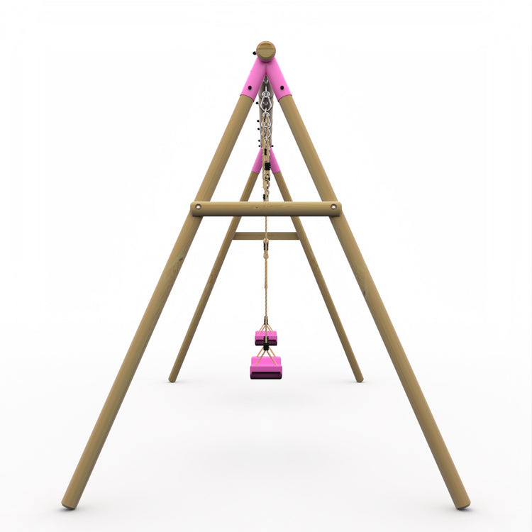 Plum Triple Wooden Swing Set with Trapeze - Mangabey