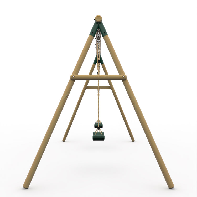 Plum Triple Wooden Swing Set with Trapeze - Mangabey