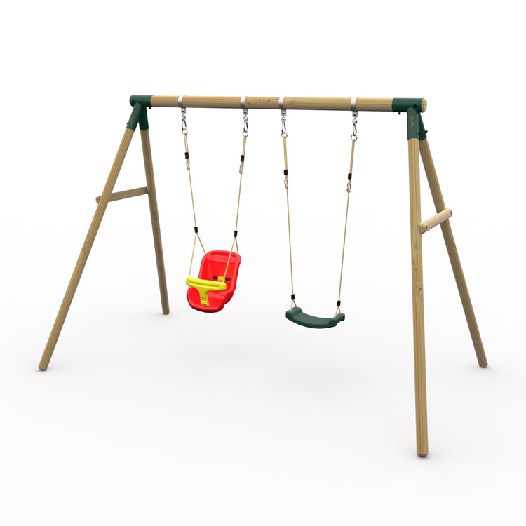 Plum® Marmoset™ Wooden Swing Set - Single Swing & Baby Seat