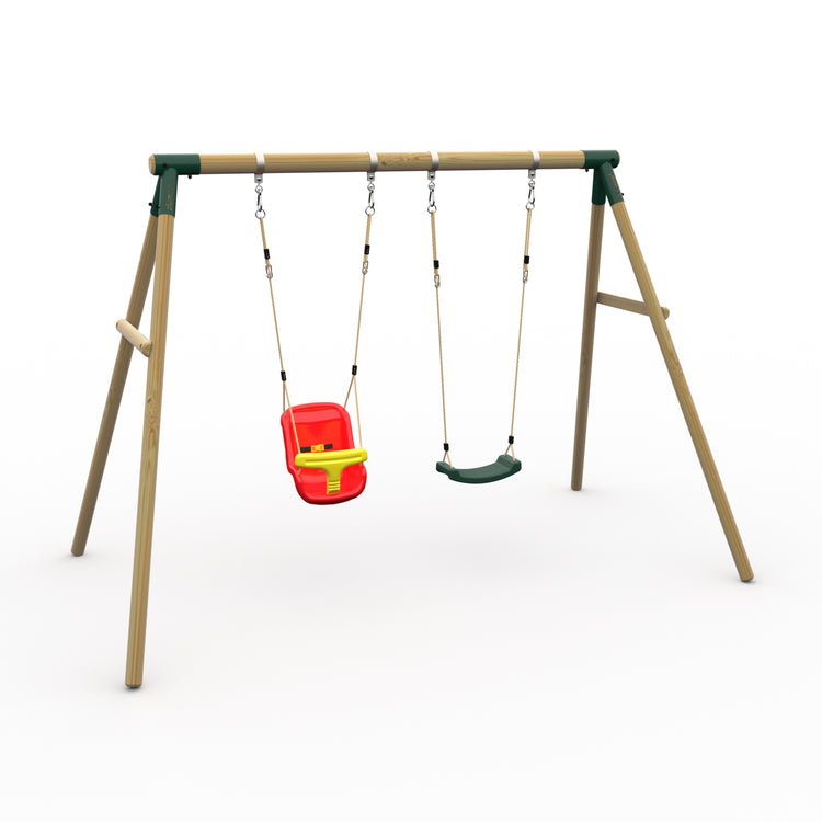 Plum® Marmoset™ Wooden Swing Set - Single Swing & Baby Seat