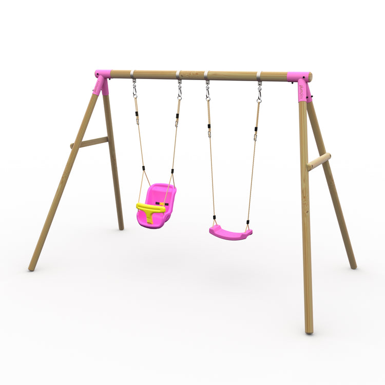 Plum® Marmoset™ Wooden Swing Set - Single Swing & Baby Seat