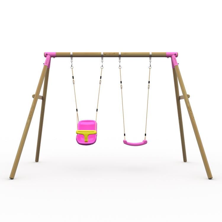 Plum® Marmoset™ Wooden Swing Set - Single Swing & Baby Seat