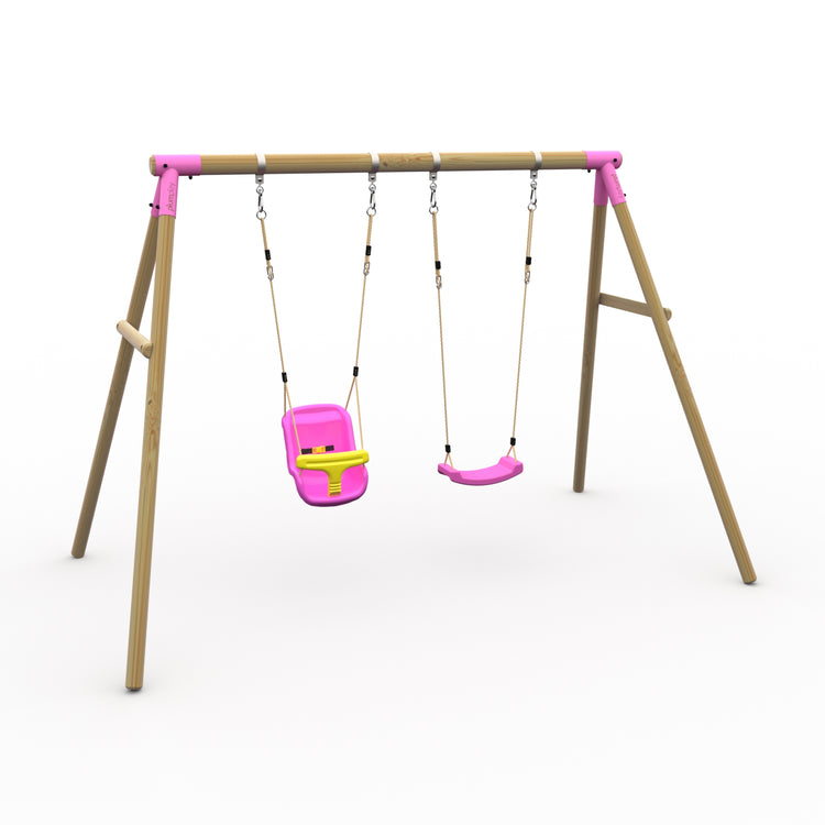 Plum® Marmoset™ Wooden Swing Set - Single Swing & Baby Seat