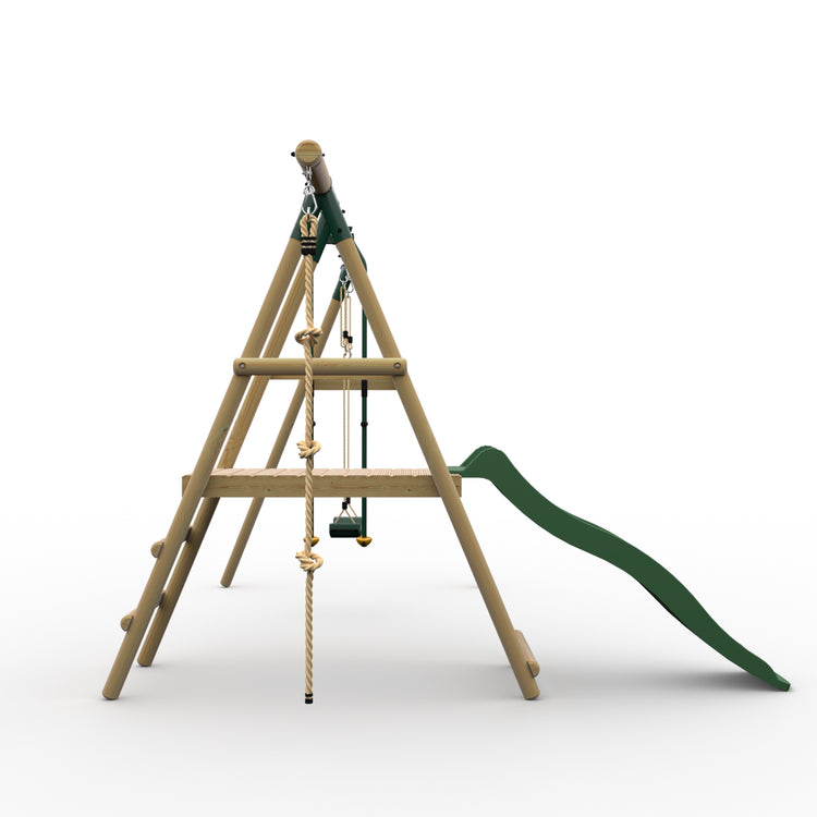 Plum Wooden Double Swing with Glider and Slide - Meerkat