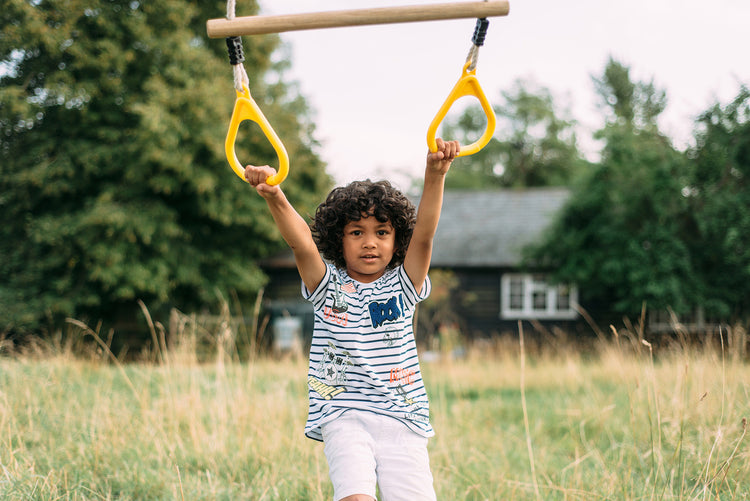 Plum® Mangabey Wooden Swing Set - Single Swing, Baby Seat & Trapeze