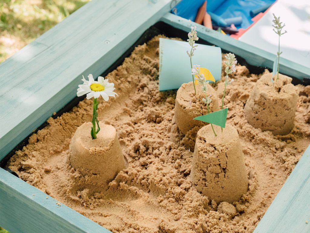 sandcastles with flowers sand mud pies 