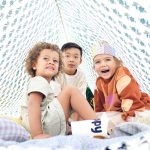 Kids playing in tent