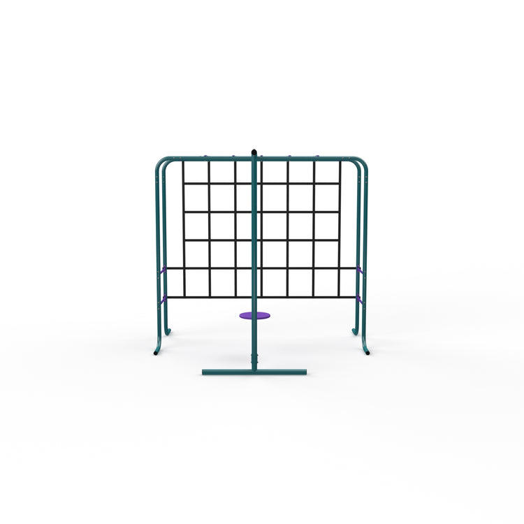Metal Monkey Bars with Swing and Climbing Wall