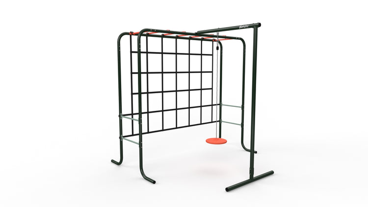 Metal Monkey Bars with Swing and Climbing Wall