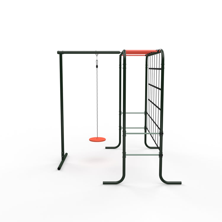 Metal Monkey Bars with Swing and Climbing Wall