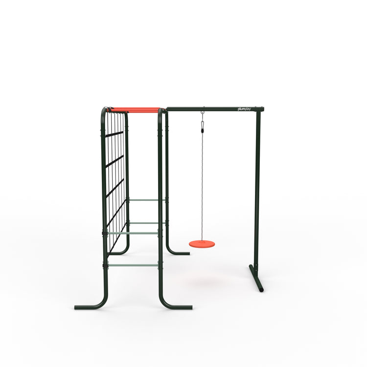 Metal Monkey Bars with Swing and Climbing Wall