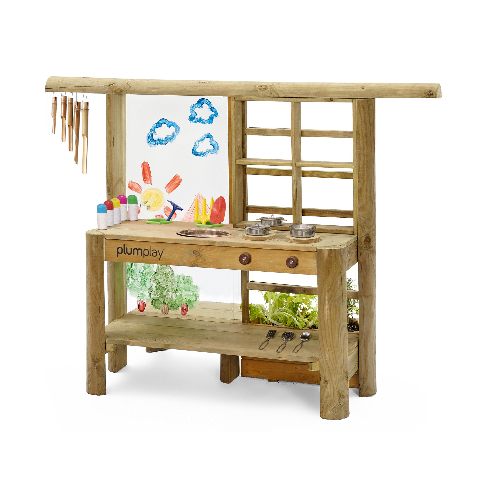 Plum Discovery Mud Pie Kitchen – Outdoor Wooden Sensory Play Kitchen