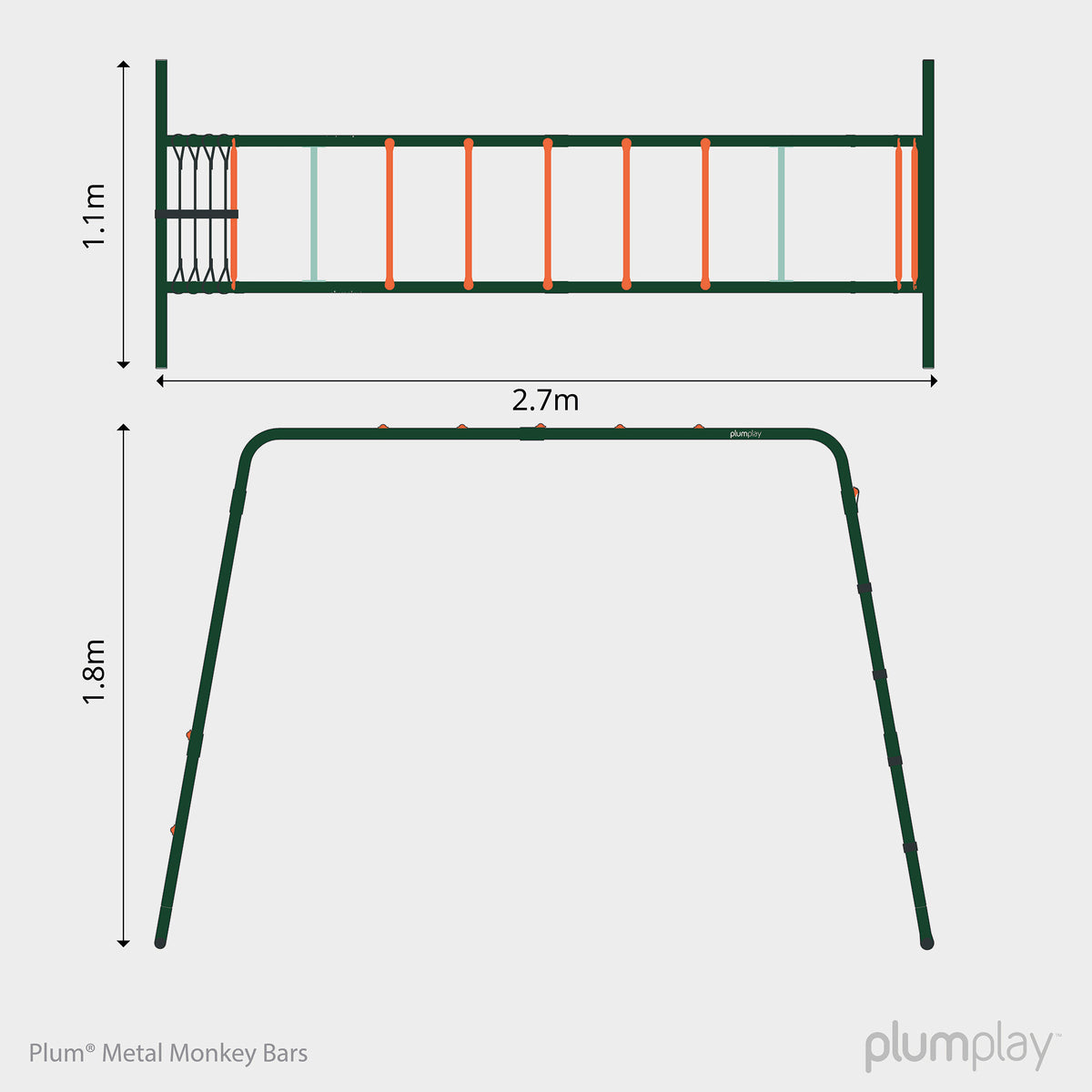 Monkey Adding Frame Metal Monkey Bars Climbing Frame – Plum Play UK