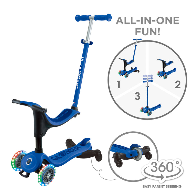 Globber Go Up Sporty Lights 360 Scooter and Ride On