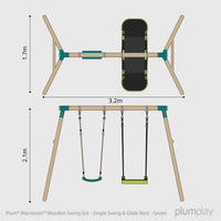 Plum® Marmoset™ Wooden Swing Set - Single Swing & Glide Nest Swing product image