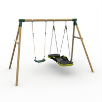 Plum® Marmoset™ Wooden Swing Set - Single Swing & Glide Nest Swing product image