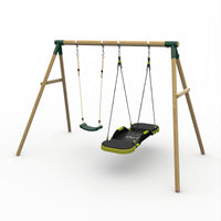 Plum® Marmoset™ Wooden Swing Set - Single Swing & Glide Nest Swing product image